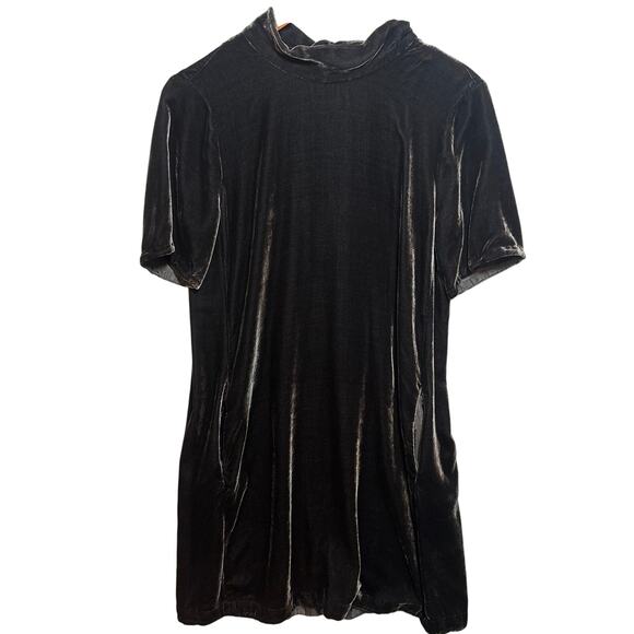 Eileen Fisher Petite Charcoal VELVET Mock Neck Tie Women's Size Small - Picture 1 of 8